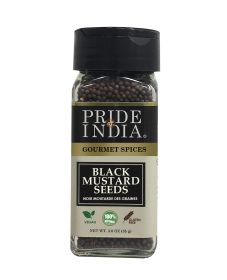 Pride of India – Black Mustard Seed – Gourmet & Vegan Indian Spice – Pungent/Spicy Flavor – Dry Seasoning - Gluten & GMO Free – Easy to Use – 3oz. Sma