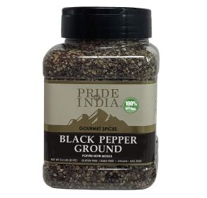 Pride of India – Black Pepper Ground – Ideal for Gourmet Dishes/ Soups/ Stews/ Rubs – Fresh & Preservatives Free – Warming Spice – Easy to Store – 8oz