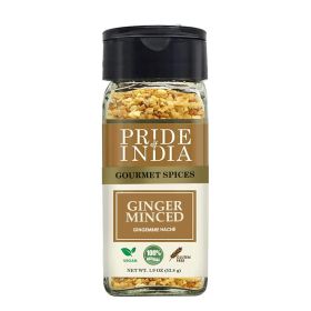 Pride of India – 1.9 oz Ginger Minced Whole – Gourmet Spice – Rich in Antioxidant – Potent Flavor - Great for Adding Flavor to Stir Fries & Sauces – E