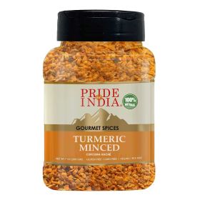 Pride of India – Turmeric Minced Whole – Gourmet Spice – Curcumin Rich/ Anti-inflammatory Properties – No Additives/ Gluten – Easy to Use – 7 oz. Medi