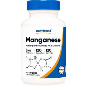 Nutricost Chelated Manganese Supplement 8mg, 120 Capsules