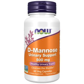 NOW Supplements, D-Mannose 500 mg, Non-GMO Project Verified, Healthy Urinary Tract*, 60 Veg Capsules