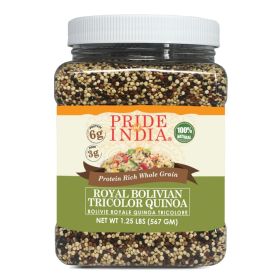 Pride Of India - Natural Three Color Quinoa - 100% Royal Bolivian Superior Grade Protein Rich Whole Grain, 1.5 Pound (24oz) Jar (size: 1.25 LB)