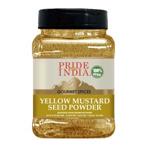 Pride of India – Yellow Mustard Ground – Gourmet Spice - Ideal for Pickles/Mustard Dressing/Sauces/ Hotdogs – Preservatives & Additives Free – Easy to (size: 8 oz)